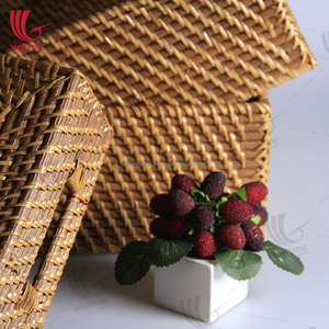 Cestas de mimbre baratas de ratán con asa, cesta de almacenamiento marrón - Product Image 4