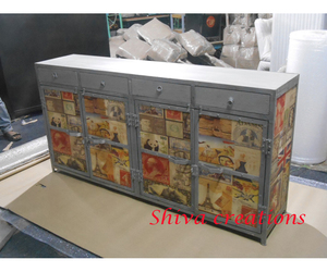 Gabinetes de metal vintage modernos e industriales muebles de dormitorio de madera maciza de alta calidad fabricados en hierro para uso en la cocina al por mayor - Product Image 2