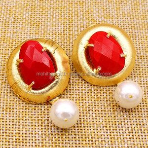 Pendientes de Coral Bio-Light Hechos a Mano, Forma Irregular, Perlas, para Boda, Compromiso, Aniversario, Aleación Libre de Níquel, Regalo Perfecto - Product Image 1