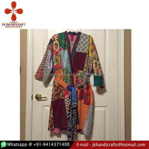 Chaqueta Kantha Reversible de algodón de estilo étnico Vintage - Product Image 1