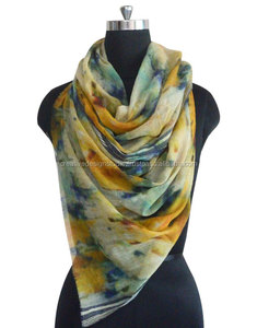 Hermosa bufanda impresa digital de lana pura de longitud media para mujer Color y forma personalizados para todas las estaciones - Product Image 1