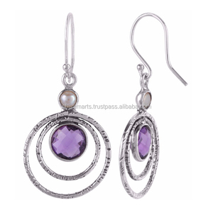 Nuevo modelo de pendiente de múltiples piedras preciosas, Plata de Ley 925 con amatista, rodio y Chapado en plata, regalo de joyería de moda para mujer y Niña - Product Image 2