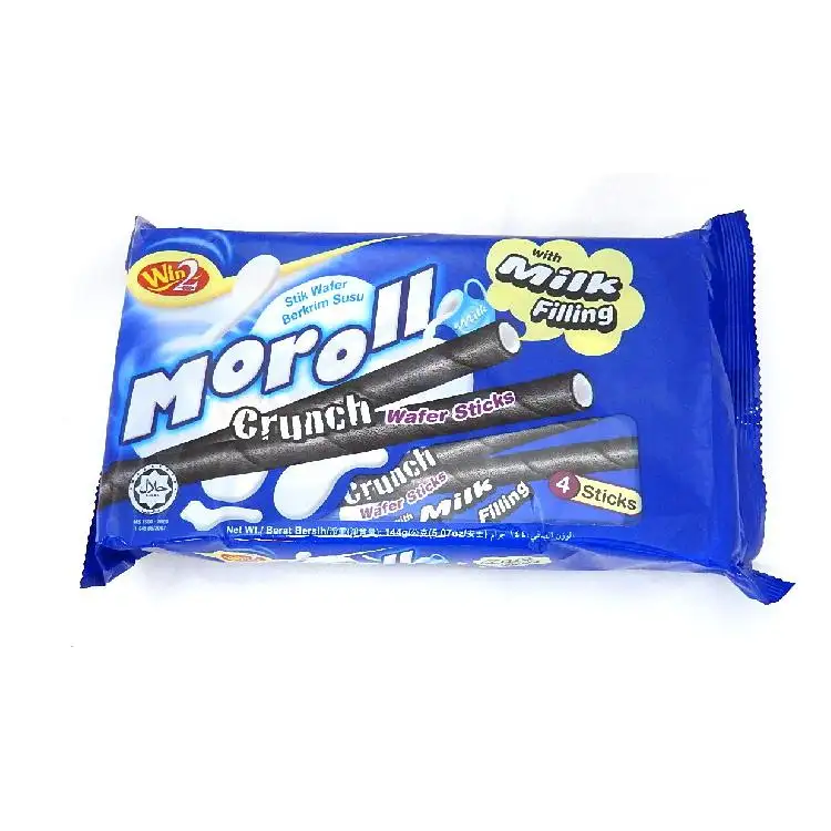 Win2 Bags Of Moroll Crunch Wafer Sticks With Milk Fillings 144g