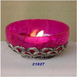 เชิงเทียนแก้วสีชมพูสีเงินสำหรับตกแต่ง - Product Image 2
