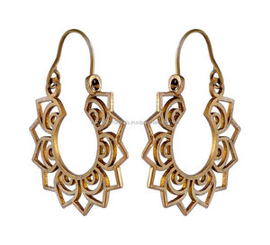 Increíble pendiente de aro de Latón chapado en plata con joyería tribal floral-mandala para bodas, fiestas y regalos - Product Image 2