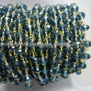 Iolite rondelle สร้อยคอลูกปัดสีเขียวลวดชุบทองประดับอัญมณี - Product Image 1