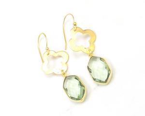Boucles d'oreilles en améthyste verte Druzy à la mode en laiton plaqué or CZ pierre de naissance Style bohème bijoux suspendus en pierres précieuses - Product Image 1