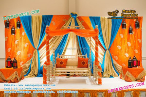 Decoración de Escenario para Eventos en Suiza, Estilo Árabe Musulmán Maharani, Fibra de Vidrio, Tamaño Personalizado, para Noche de Mehndi y Bodas Sangeet - Product Image 6