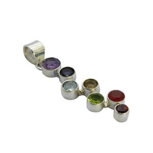 Sólido 925 plata esterlina amatista Multi piedra preciosa colgante hecho a mano moda plata fina joyería colgantes y dijes - Product Image 1