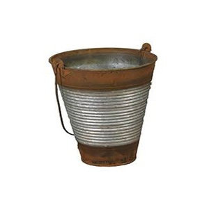 Seaux français en métal galvanisé avec poignée Vases à fleurs de deux tons, seaux décoratifs pour la maison, Pots d'intérieur en métal pour fleurs, ensemble de 3 - Product Image 4