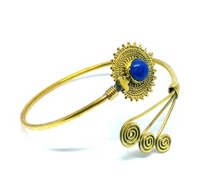2022 nouvelle mode or couleur laiton manchette Bracelet pour femmes couleur or bijoux avec Lapis Lazuli pierre - Product Image 2