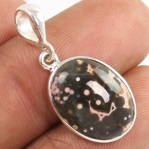 Nuevo diseño 925 joyería de plata esterlina sólida maravilloso colgante Natural hecho a mano bisel en forma ovalada OCEAN JASPER piedra preciosa ovalada - Product Image 1