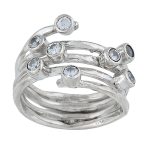 แหวนเพชรสวิสทรงกลมเหลี่ยมเพชรพลอย925เงินสเตอร์ลิงแหวนดีไซน์เนอร์แหวนเครื่องประดับหนามเตยชุบเงินสำหรับผู้หญิง - Product Image 2