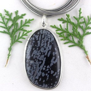 Sterling Silver Fancy Shape Natural Snowflake Jasper Gemstone Pendant Necklace Charm DIY Jewelry <b>Women</b> Fashion - Product Image 6