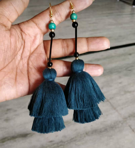 Bohemia <b>Tassel</b> Silk Cotton Thread <b>Earrings</b> - Product Image 1