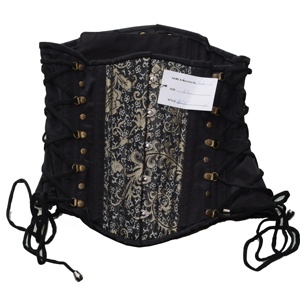 Classic Elegance Underbust Corset Cotton Panels Adjustable Side Laces Firm Control Leggings Brocade Ruffles Appliques Hole - Product Image 1