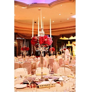 Candelabro de plata con adornos de cristal para decoración de mesa, pieza central - Product Image 1