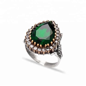 Ottoman Woman Design <b>Emerald</b> Stone Authentic Woman <b>Rings</b> Wholesale Turkish Handcrafted 925 Sterling <b>Silver</b> Jewelry <b>Ring</b> - Product Image 1