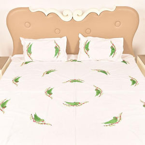 Hecho a mano loro blanco bordado a mano de algodón sábana indio BL-97 - Product Image 1