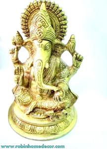 Fourniture en gros de Dieu Ganesh Murti en laiton pur martelé à usage religieux disponible à prix d'exportation depuis l'Inde - Product Image 2