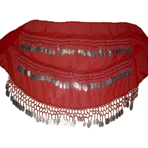 <b>Chiffon</b> Hip <b>Scarf</b> with Dangling Golden Coins Performance Wear for Belly Dance - Product Image 1