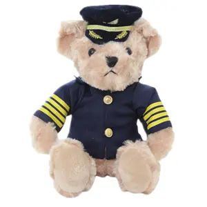 Oem Design Plush pilot teddy bear uniform teddy bear plush toy With Hat