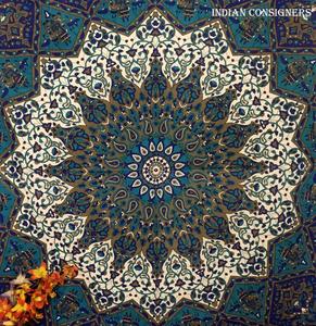Tapices de Mandala de estrella, tamaño doble, hermosa colcha colgante de pared de algodón, decoración del hogar, arte hecho a mano por consignadores indios - Product Image 3