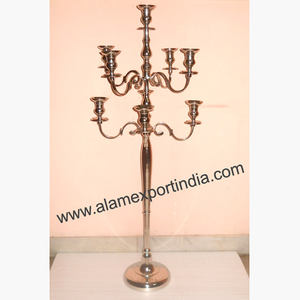 Nouvellement Design mariage pièce maîtresse décoration grande taille métal aluminium 9 bras candélabre bougeoir doré fini au moins cher - Product Image 1