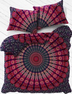 Juego de funda de edredón Reversible de tamaño Queen, Pavo Real, Mandala, algodón étnico, hermosa ropa de cama para el hogar, fundas de edredón para consignadores indios - Product Image 3