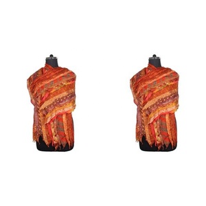 Sale <b>Vintage</b> Indian Sari Indian Sari Patches Reversible <b>Scarf</b> Colorful Striped <b>Scarf</b> <b>Vintage</b> <b>Silk</b> Panel Sari <b>Vintage</b> Assorted - Product Image 1