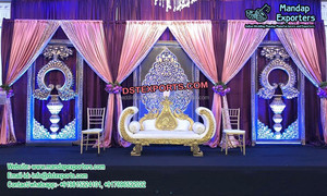 เวทีแต่งงานเฟรมหลังที่สวยงาม,เวทีแต่งงานกรอบเส้นใยสีทอง,แผงฉากหลังเส้นใยใหม่ - Product Image 6