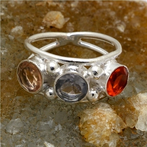 3 pierre Lunette En Argent Bague - Product Image 2