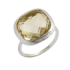 Natural Citrine Gemstone 925 Solid Silver Handmade Plain Ring Jewelry