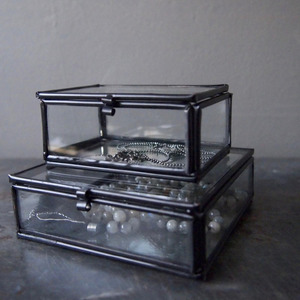 Rectangular Glass Storage <b>Box</b> with Metal Frame for Jewelry Organizers - Product Image 3