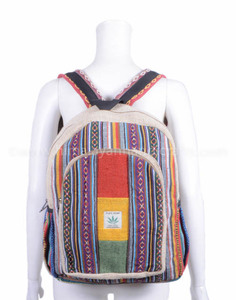 Hemp backpack from Nepal Rasta Patchwork Hippy boho bag Handmade Aztec pattern Cotton Canvas Unisex School Bag HBBH 0080