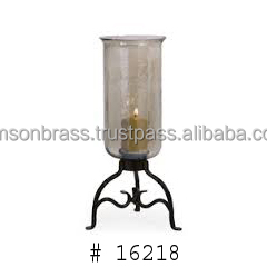 เชิงเทียนแก้วทรงทันสมัยพร้อมฐานโลหะเหล็ก - Product Image 5