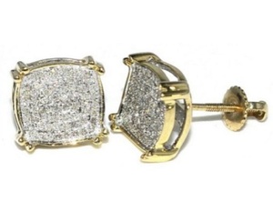 Boucles d'oreilles en diamant naturel véritable à taille simple de 0,60 ct pour femmes, or jaune 10 carats, cadeau de luxe pour anniversaire de mariage, bijoux fins - Product Image 1