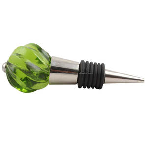 Tapón de botella de vino de cristal verde oliva hecho a mano, tapón de botella de vino de vidrio verde oliva - Product Image 4