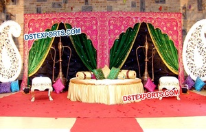 Astounding Wedding Backdrop Decorations Indian Wedding Mandap Backdrop <b>Curtains</b> Handmade <b>Embroidered</b> <b>Curtain</b> Decor - Product Image 4
