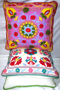 Home Decorative Indian Cotton Suzani Embroidery Throw Pillow Case - Product Image 4