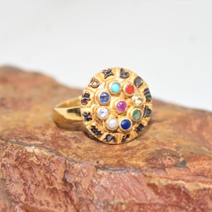 Alta venta Navratna Jewelry 925 Sterling Silver Chapado en oro y rodio negro Zodiac Sign Ring Party Suministro al por mayor - Product Image 4