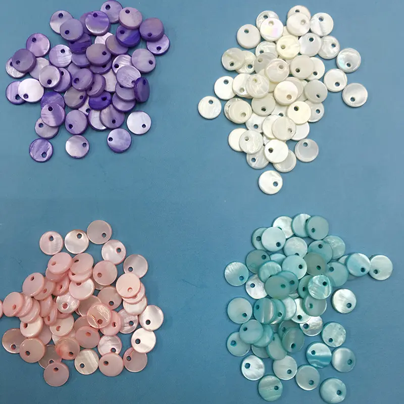 6mm/8mm/10mm Handmade Rodada Natural Shell Espaçador Artesanato Seashell Beads Para Fazer Jóias DIY Redonda Flat Shell