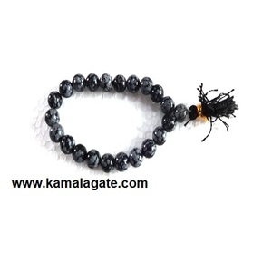 Gemstone Natural Obsidian Stone Beads <b>Bracelet</b> Semi-Precious Agate <b>Crystal</b> <b>Healing</b> Snowflake Power Chakra Reiki Style - Product Image 2