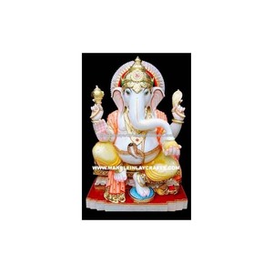 Belle statue de seigneur Ganesh en marbre de qualité supérieure blanc pur polonais fait à la main - Product Image 1