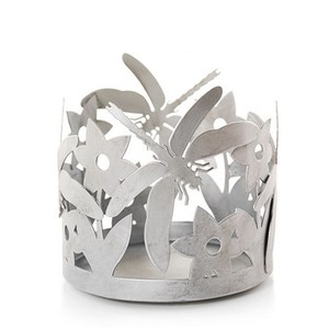 Support votif rond en métal blanc, métal doré transparent, décoration de vacances, décor de mariage fait à la main - Product Image 1