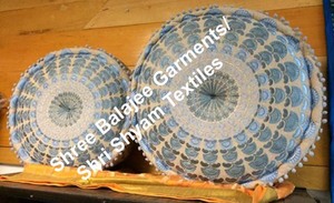 สตูลวางเท้าแบบอินเดีย,เบาะรองนั่งปูพื้นผ้าคอตตอนออตโตมันผ้าฝ้าย Pouf ปักด้วยมือ - Product Image 5