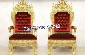 Ensemble de chaises de mandap blanches spectaculaires, chaise à dossier haut en métal doré, chaises de mariage asiatiques pour la mariée et le marié, chaises décoratives pour mandap, États-Unis - Product Image 4