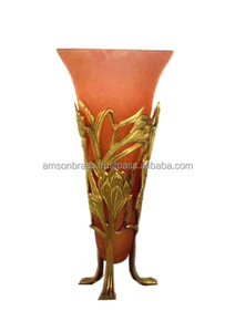 Bougeoir avec support de feuilles de verre violet - Product Image 4