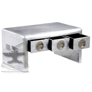 Elegante aviador mesa de centro de tres cajones diseño Industrial hogar sala de estar muebles hechos de Metal duradero - Product Image 2