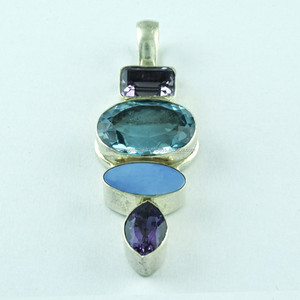 Pendentifs en pierres semi-précieuses argent Sterling 925, bijoux faits à la main, plusieurs couleurs, en argent Sterling, joaillerie en pierres précieuses - Product Image 1